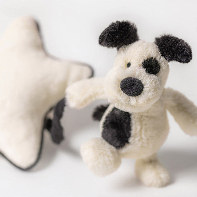 Bashful Black and Cream Puppy Musical Pull