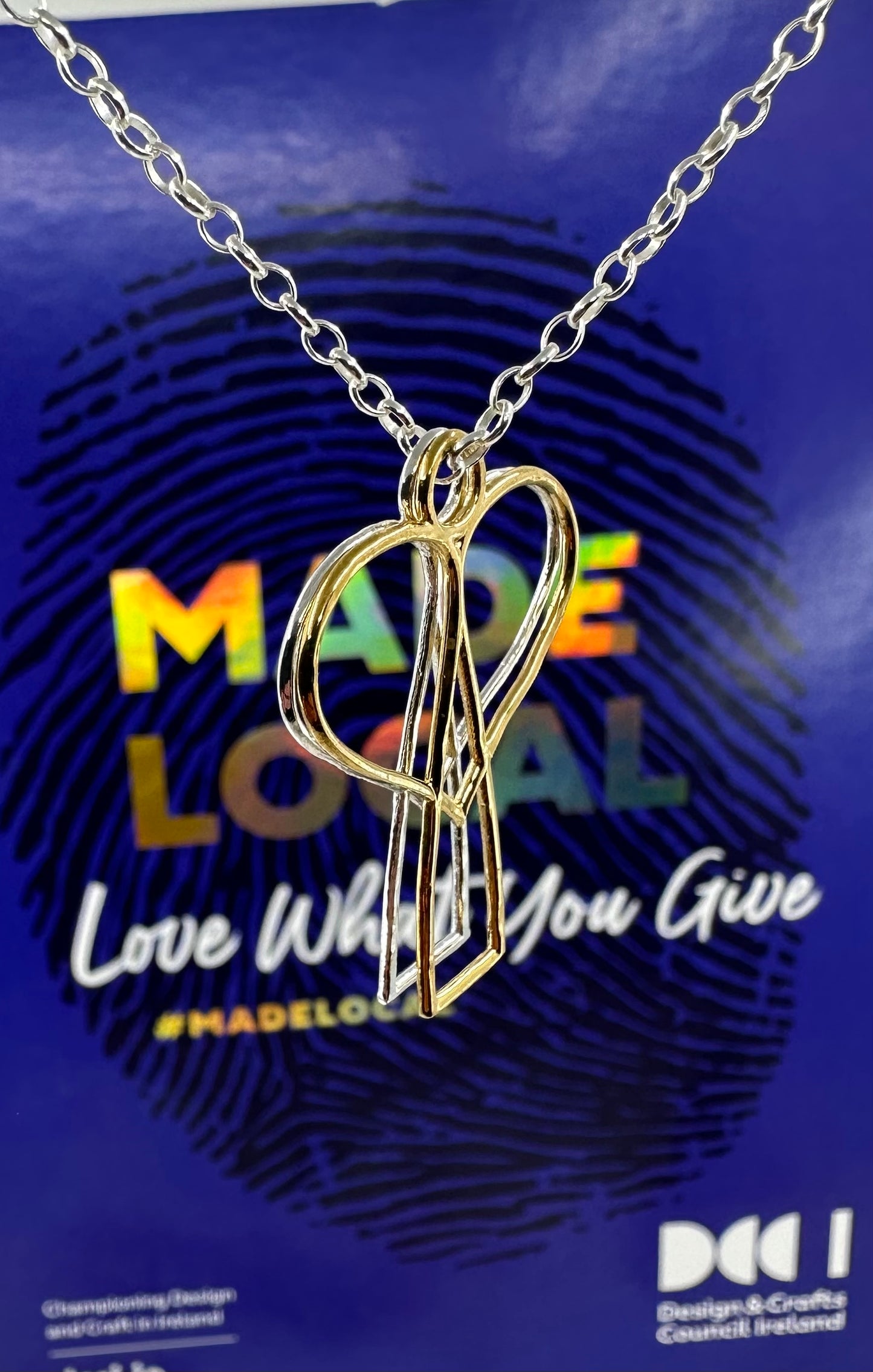 Double Angel silver/gold vermeil pendant