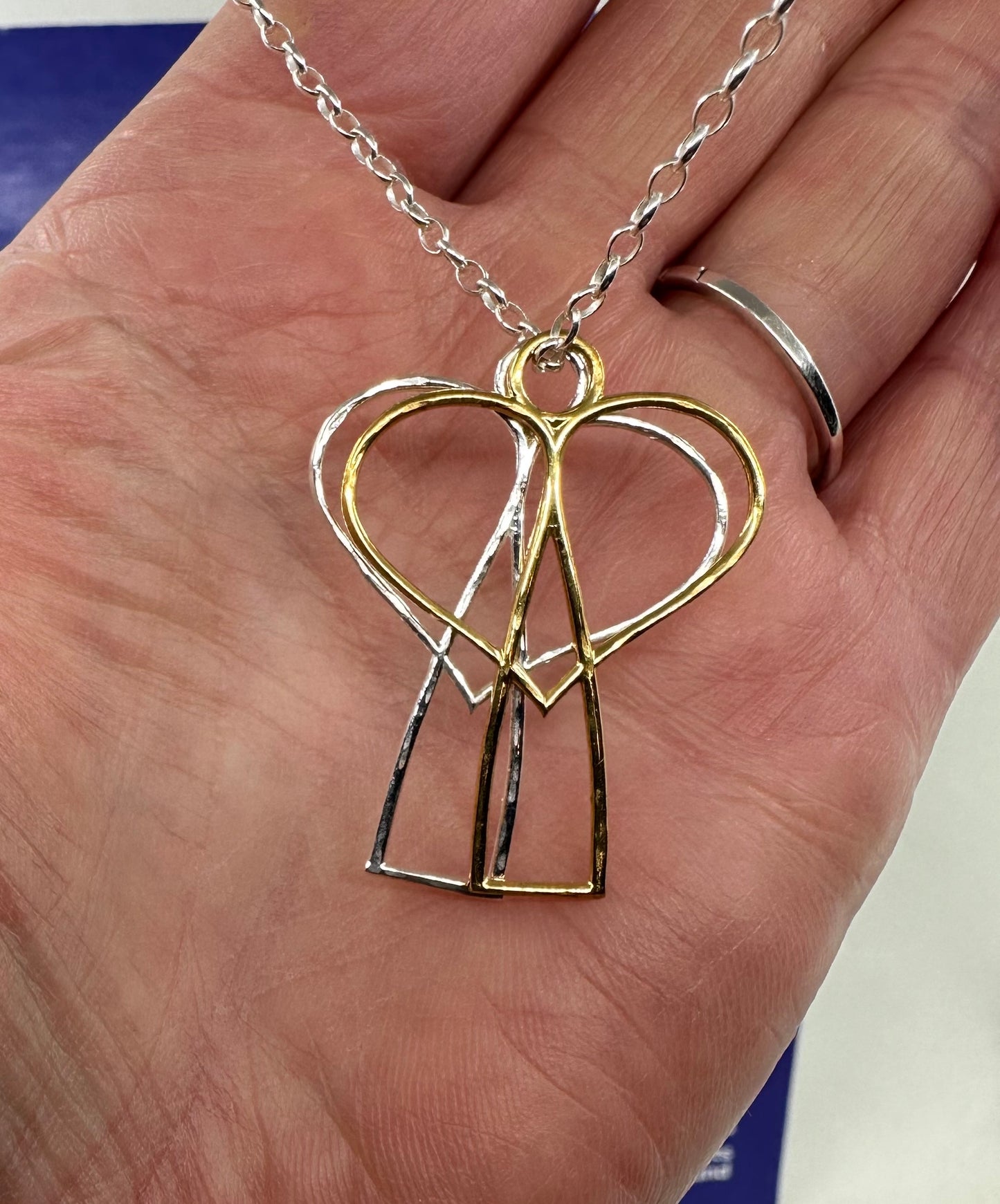 Double Angel silver/gold vermeil pendant