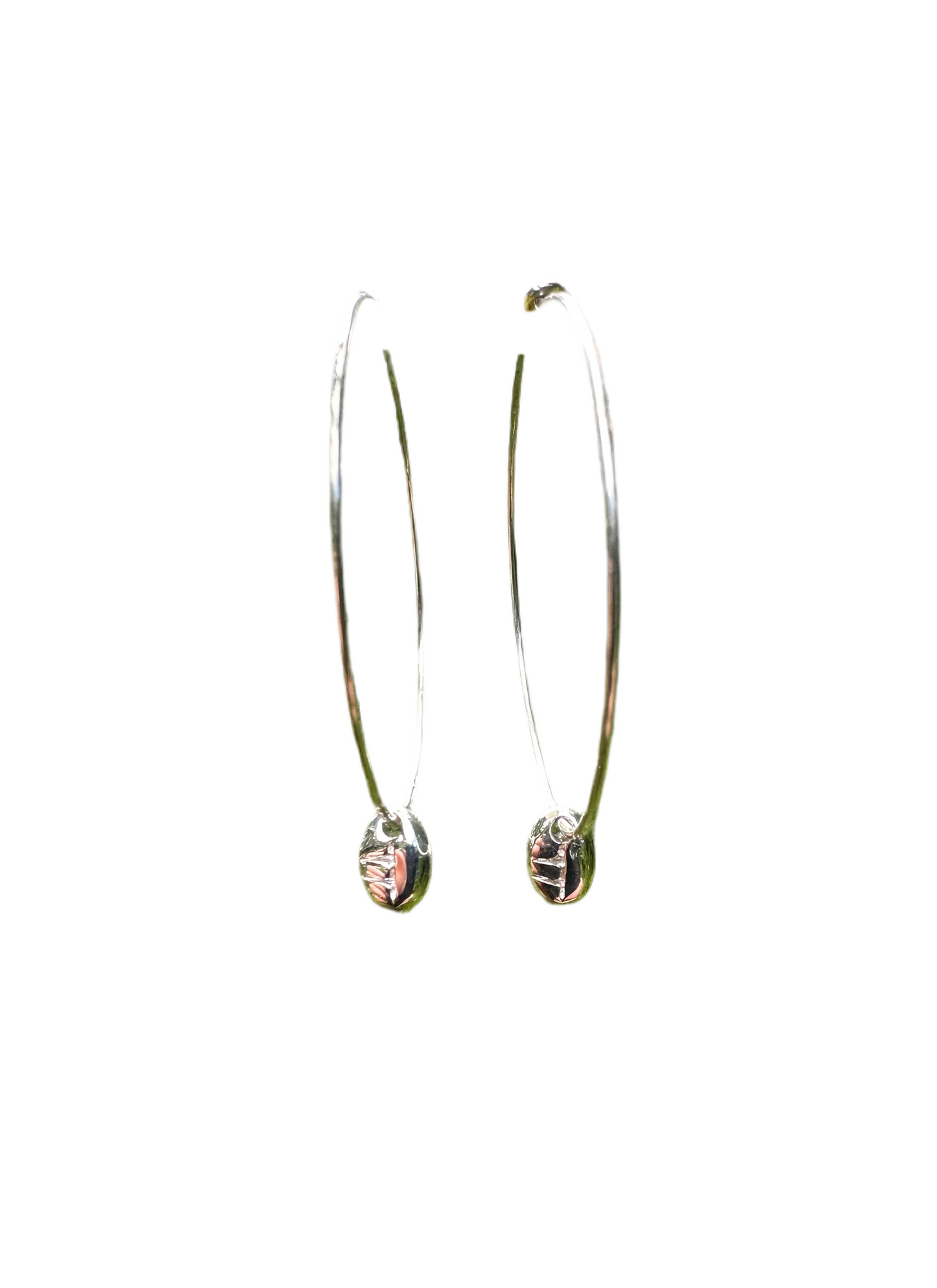 Ogham treasure carved Oak hoop earrings