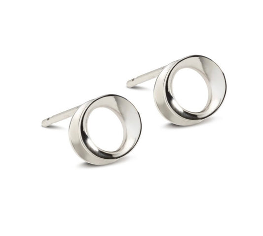 Wave silver stud earrings