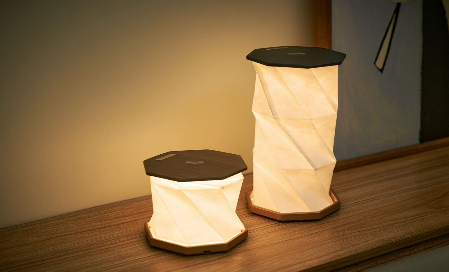 Twist hexagonal lamp- walnut