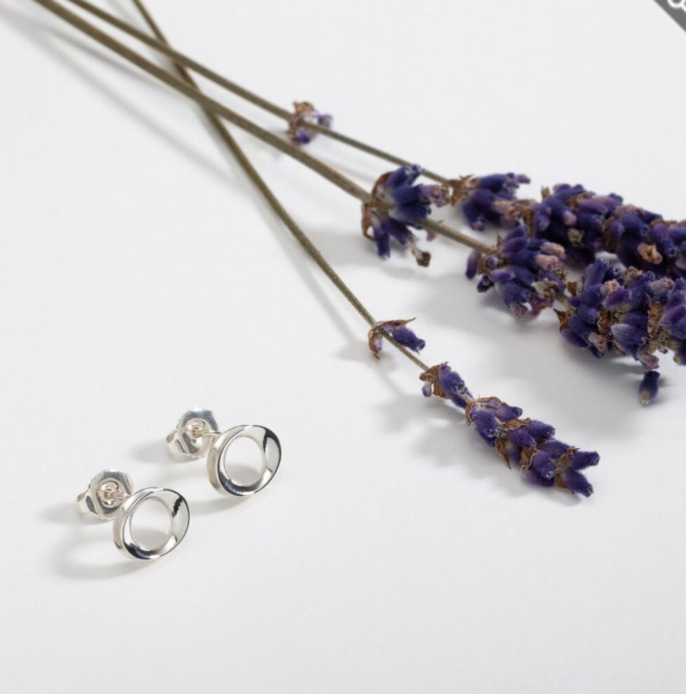 Wave silver stud earrings