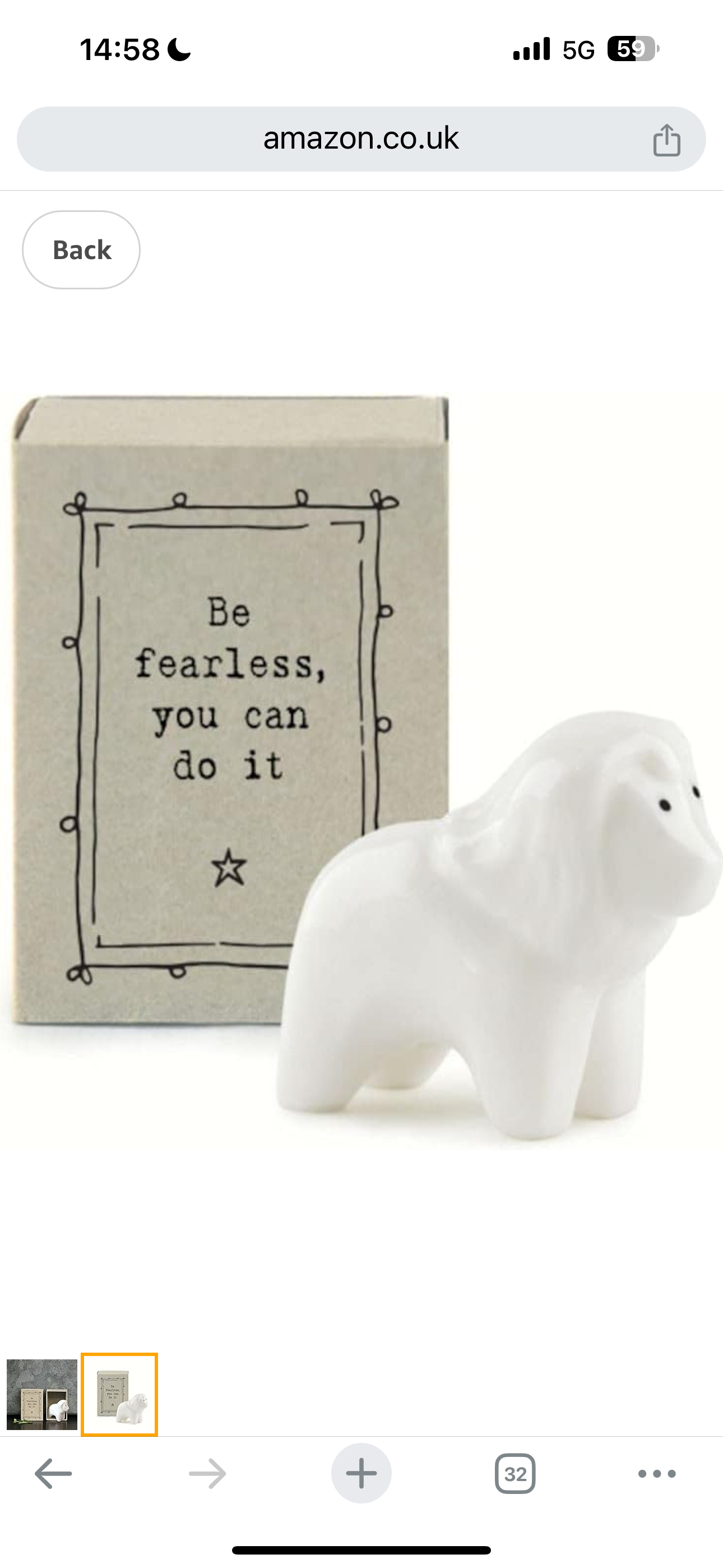 Be fearless you can do it - porcelain lion in matchbox