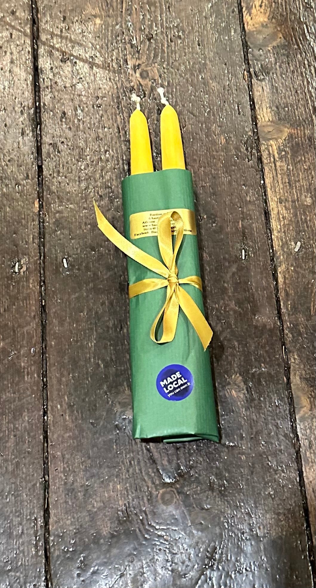 Pair of hand dipped Beeswax Candles