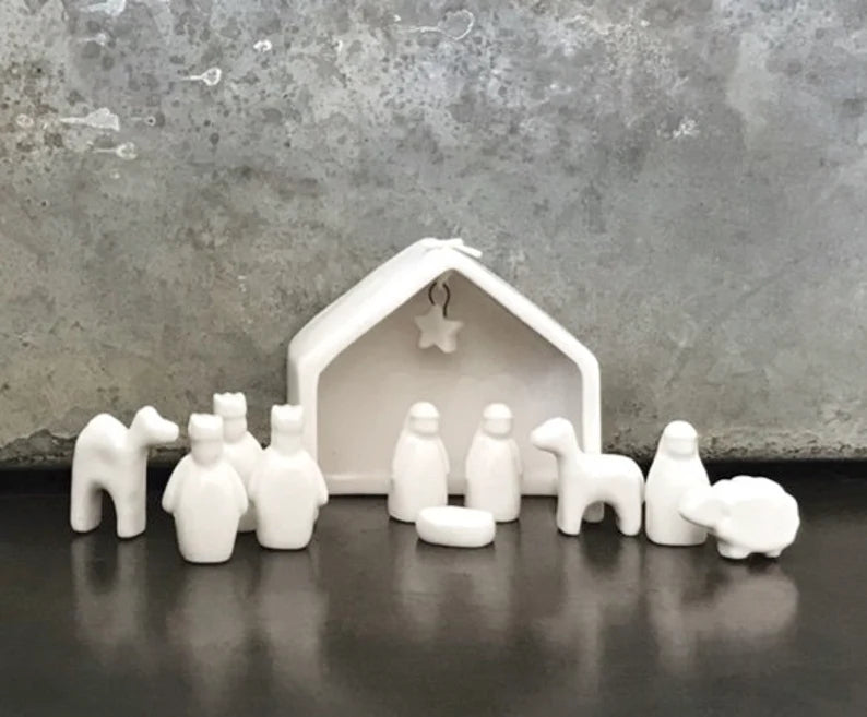 Tiny porcelain nativity set