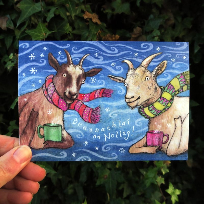 Irish language blank Christmas card