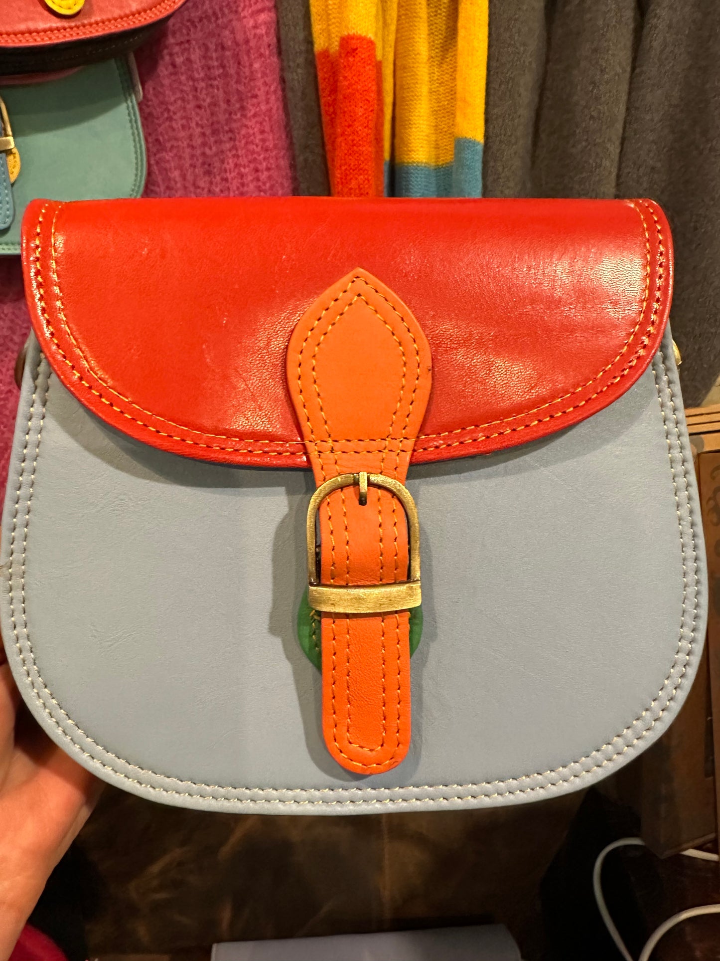 Recycled leather crossbody bag