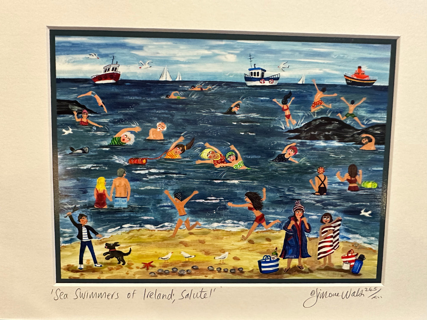 Limited edition giclee unframed  print of sea swimmers by Simone Walsh