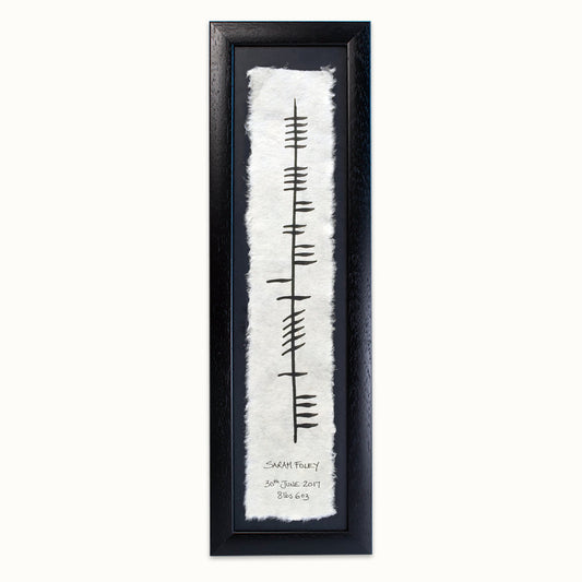 Large customised hand painted name in ogham
