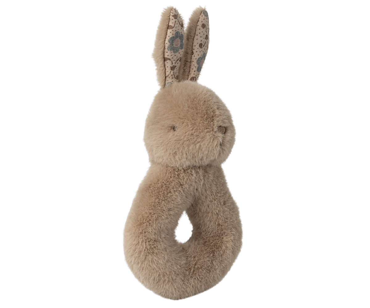 Rabbit rattle set -cream peach