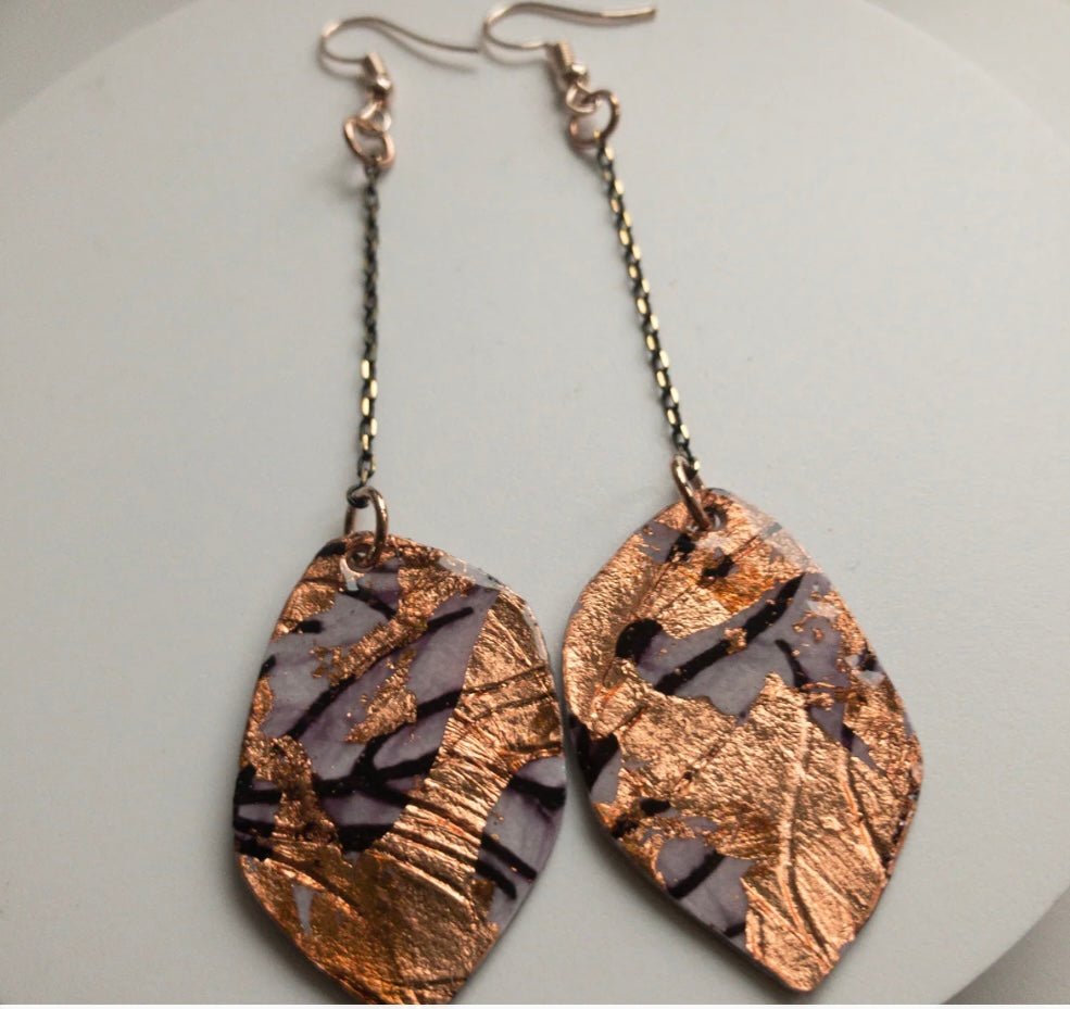 Gile geo earrings aubergine and rose gold