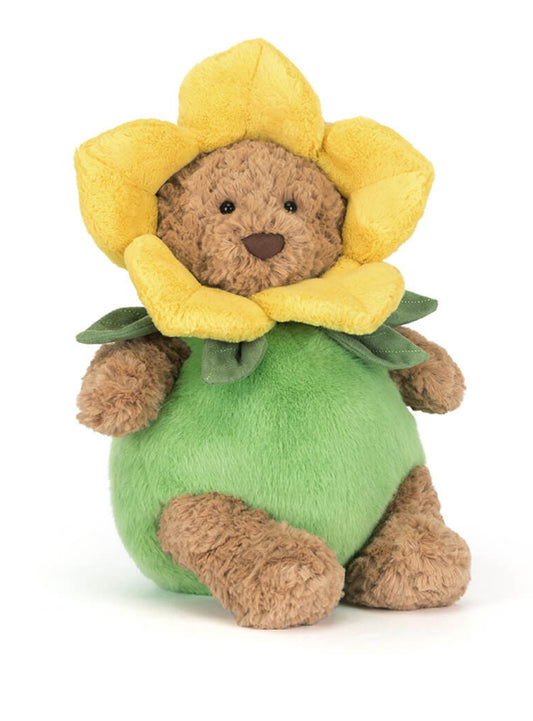 Bartholomew bear in daffodil outfit