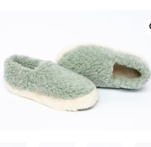 Wool slippers size 4-5 light green