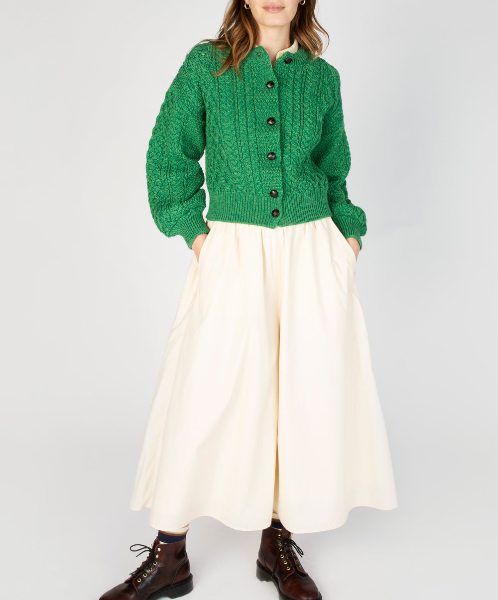 Cropped Aran cardigan - green