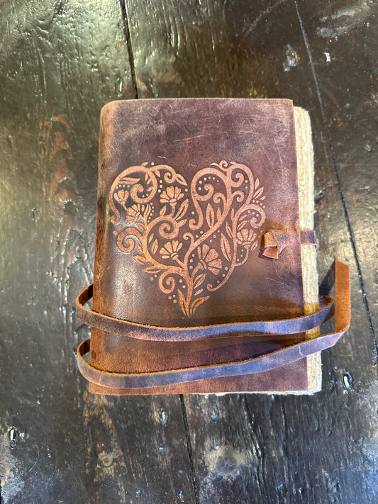 Leather heart journal