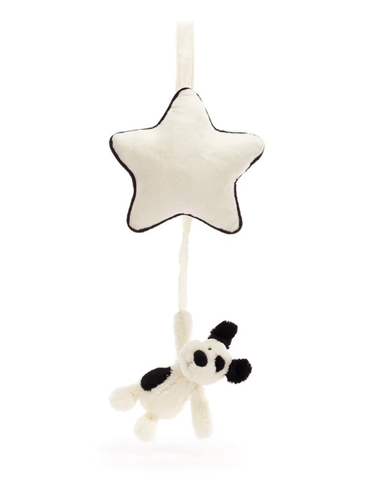 Bashful Black and Cream Puppy Musical Pull