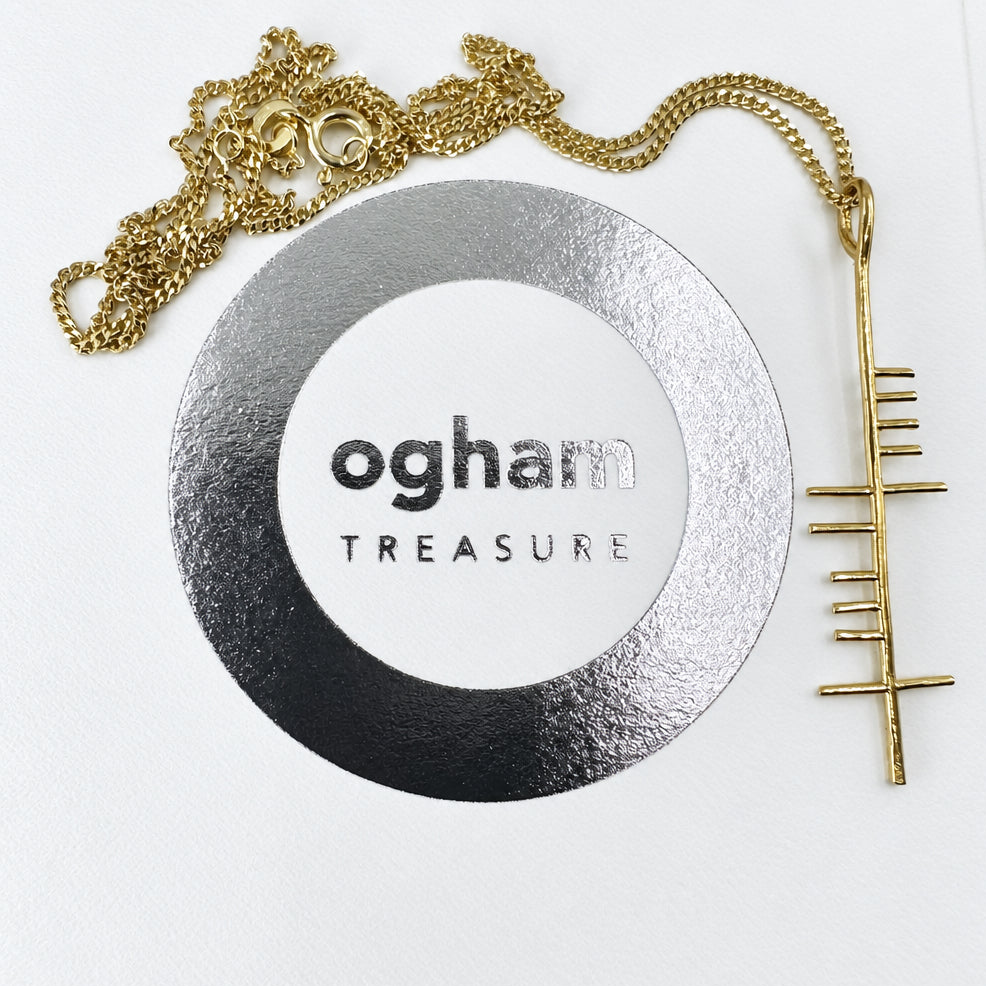 Sculpted Joy pendant , gold vermeil -Ogham Treasure