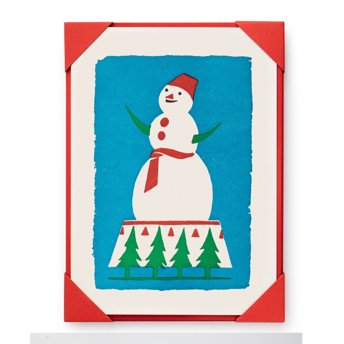 Snowman pack of 5 letterpress cards