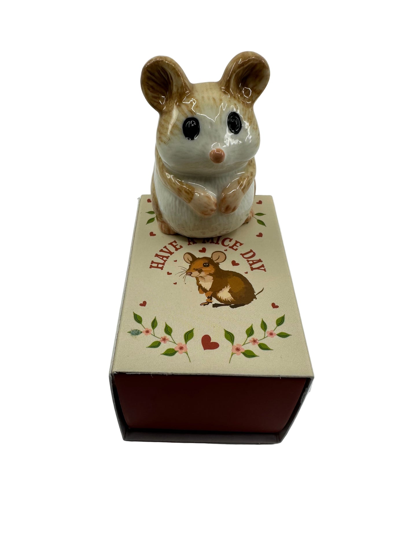 Ceramic mouse in tiny box