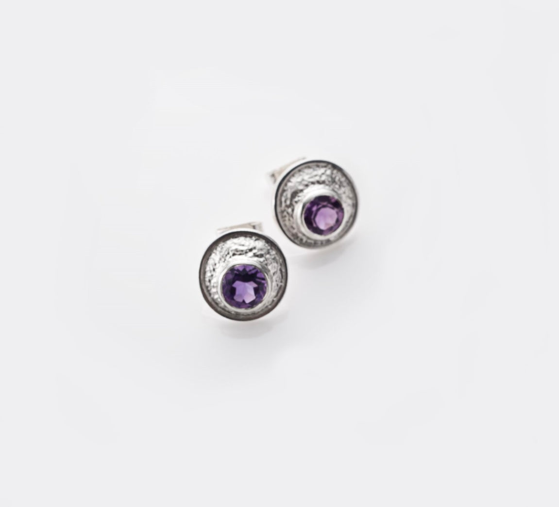 Blue moon studs - amethyst