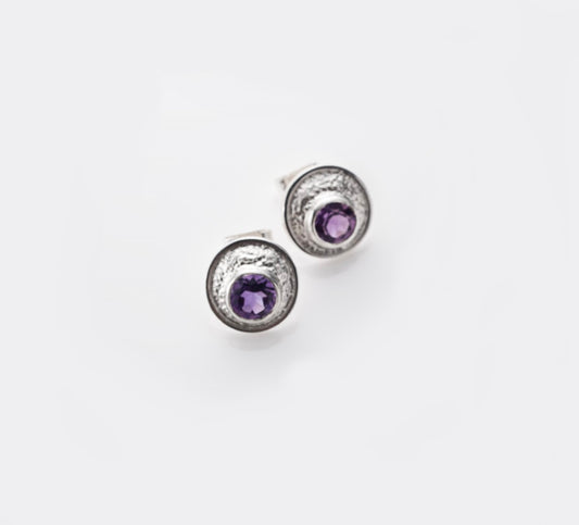 Blue moon studs - amethyst