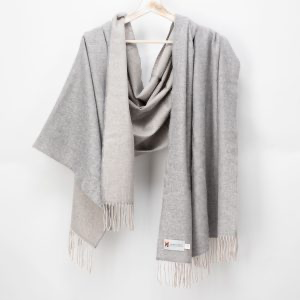 Oversized Merino Wrap Grey Oyster