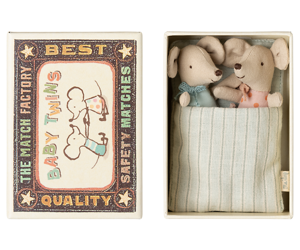 Twins . Baby mice in matchbox