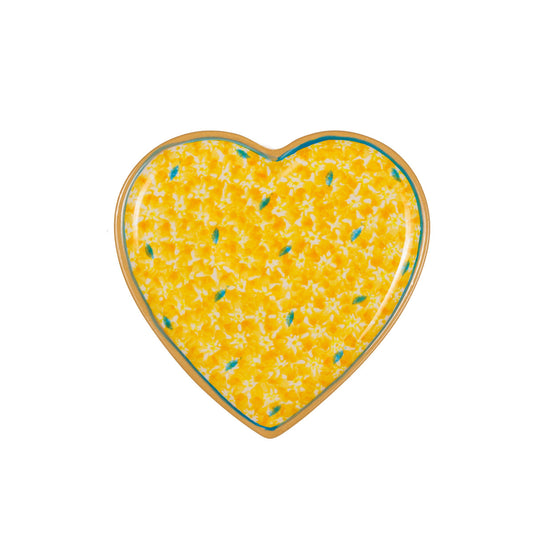 Medium Heart Plate,yellow lawn