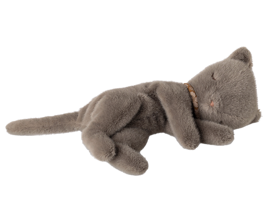 Sleeping kitten plush medium grey