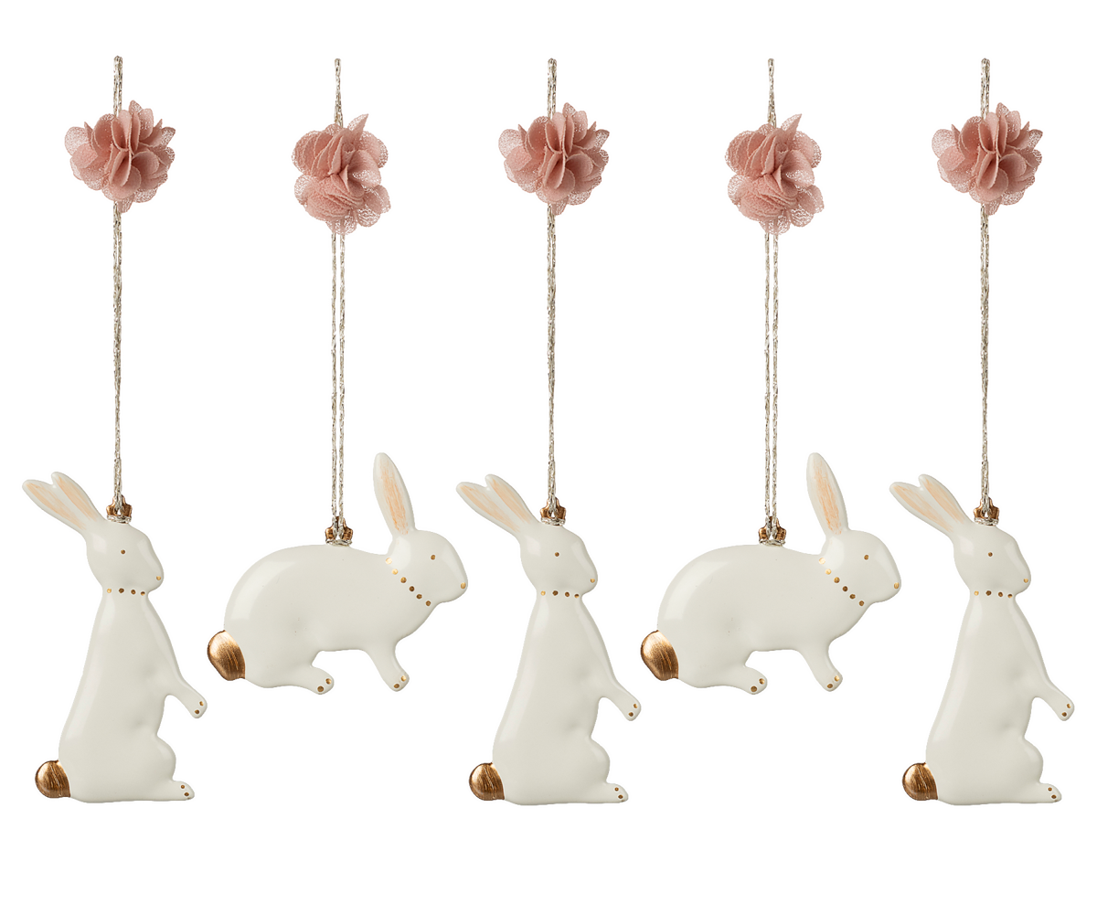 Metal ornaments, Easter bunny, 5 pcs.