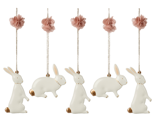Metal ornaments, Easter bunny, 5 pcs.