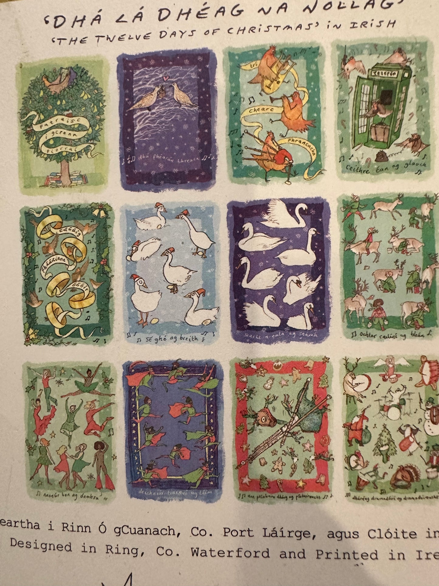 Twelve days of set of Christmas greeting cards