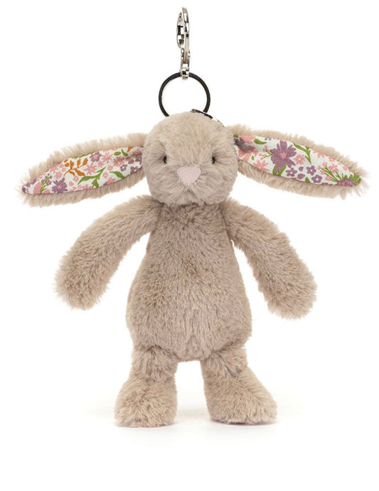 Bashful beige bunny petal  bag charm