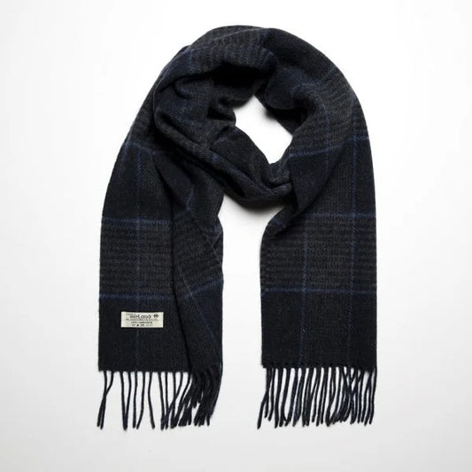 Irish Wool Scarf Medium Charcoal Indigo Glencheck