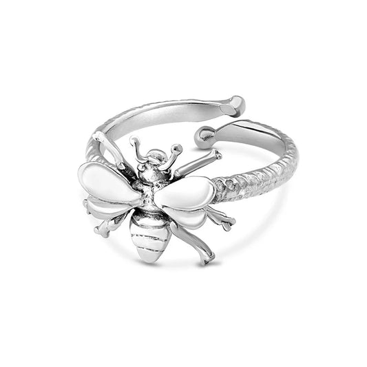 Adjustable silver Bee Ring