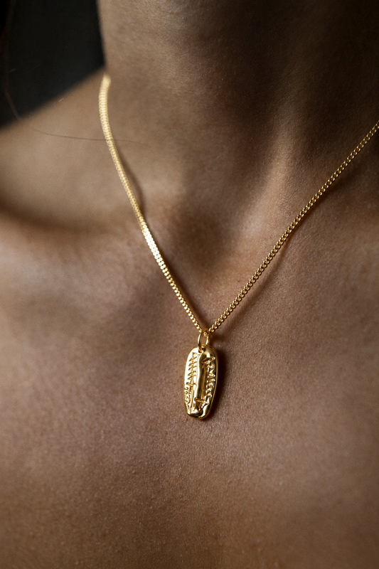 Gold vermeil Anam Cara carved silver pendant necklace