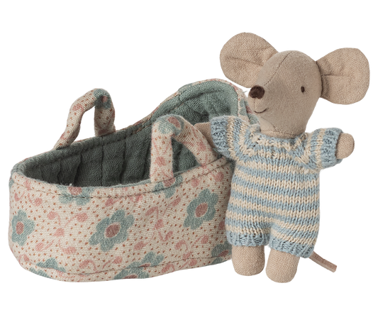 Baby mouse in carrycot -Blue