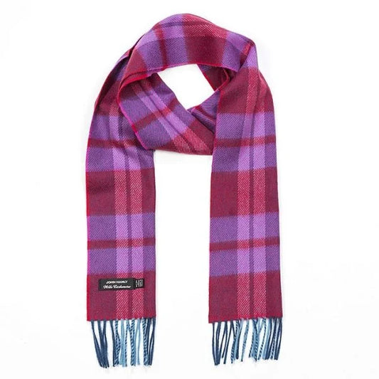 Irish Cashmere Wool Scarf Red Pink Plaid