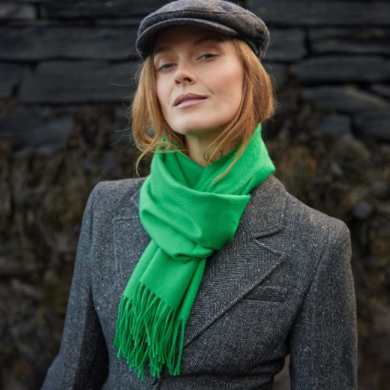 Luxury Merino Wool Scarf Kelly green