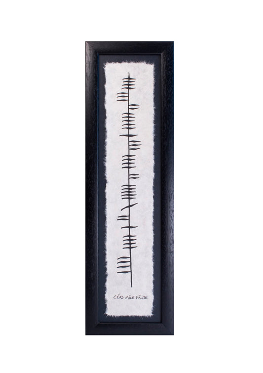 Handpainted  ogham Céad Mile Fáilte- long