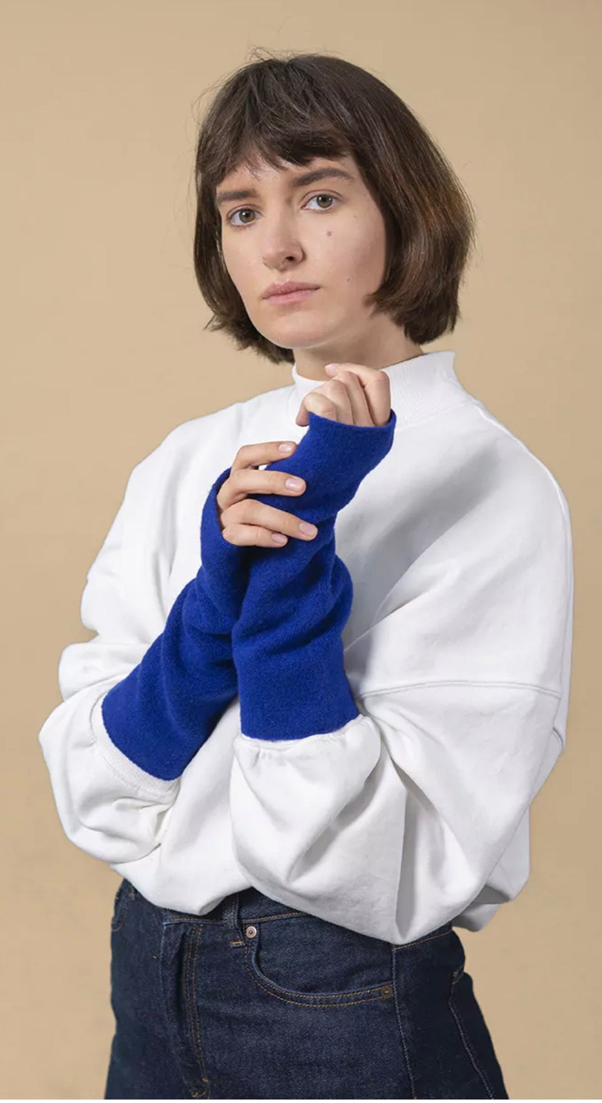 Merino wool Arm warmers -blue