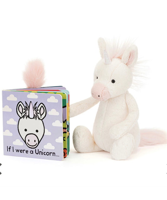 If I Were A Unicorn Board Book - pink cover And Bashful Unicorn Medium