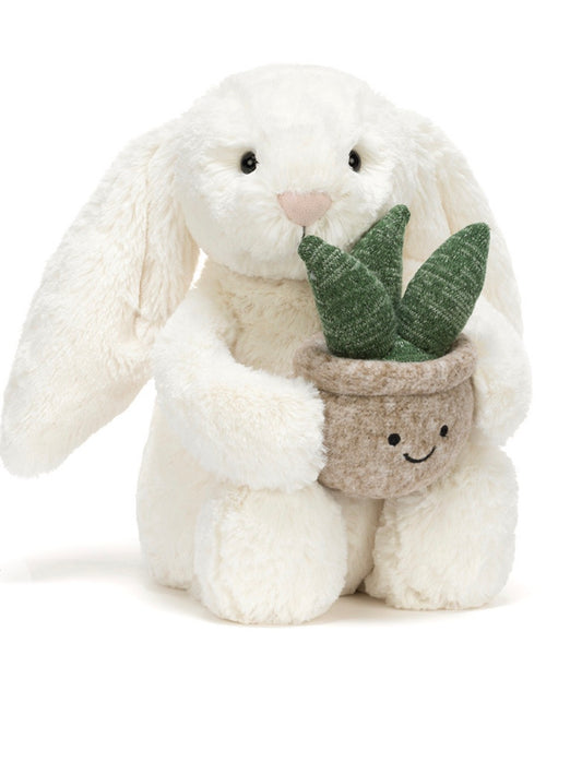 Cream Bunny With Plant