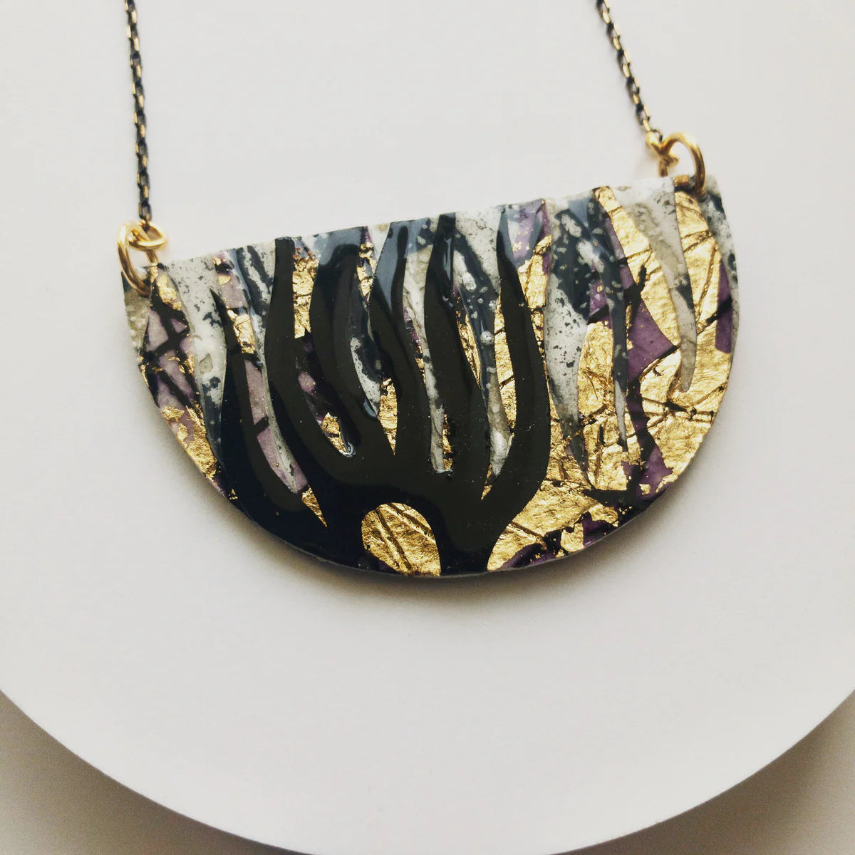 Bláth textile batik necklace charcoal