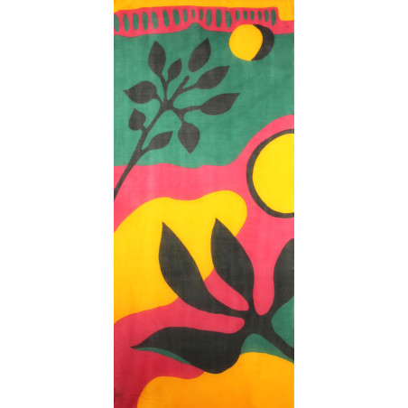 Printed yellow Wool scarf