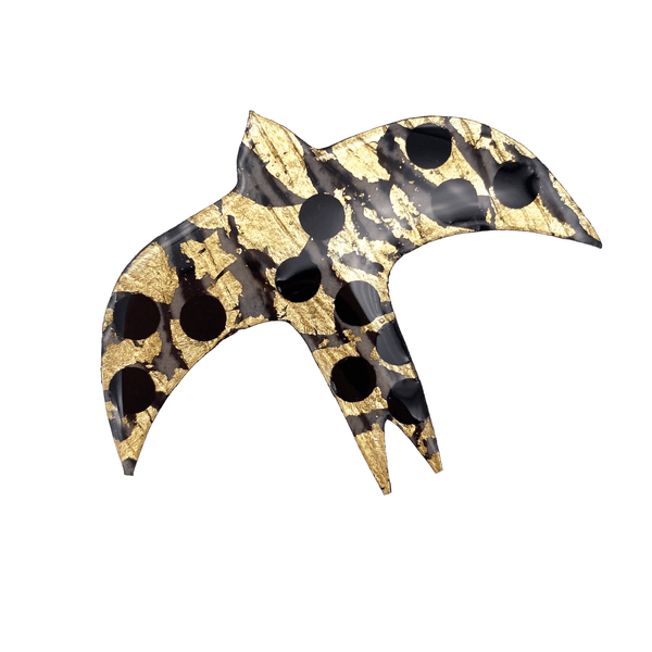 Éan textile brooch in black / gold