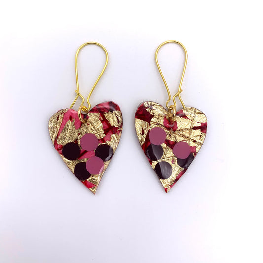 Crush sgraffito earrings in red/gold/rose/grape