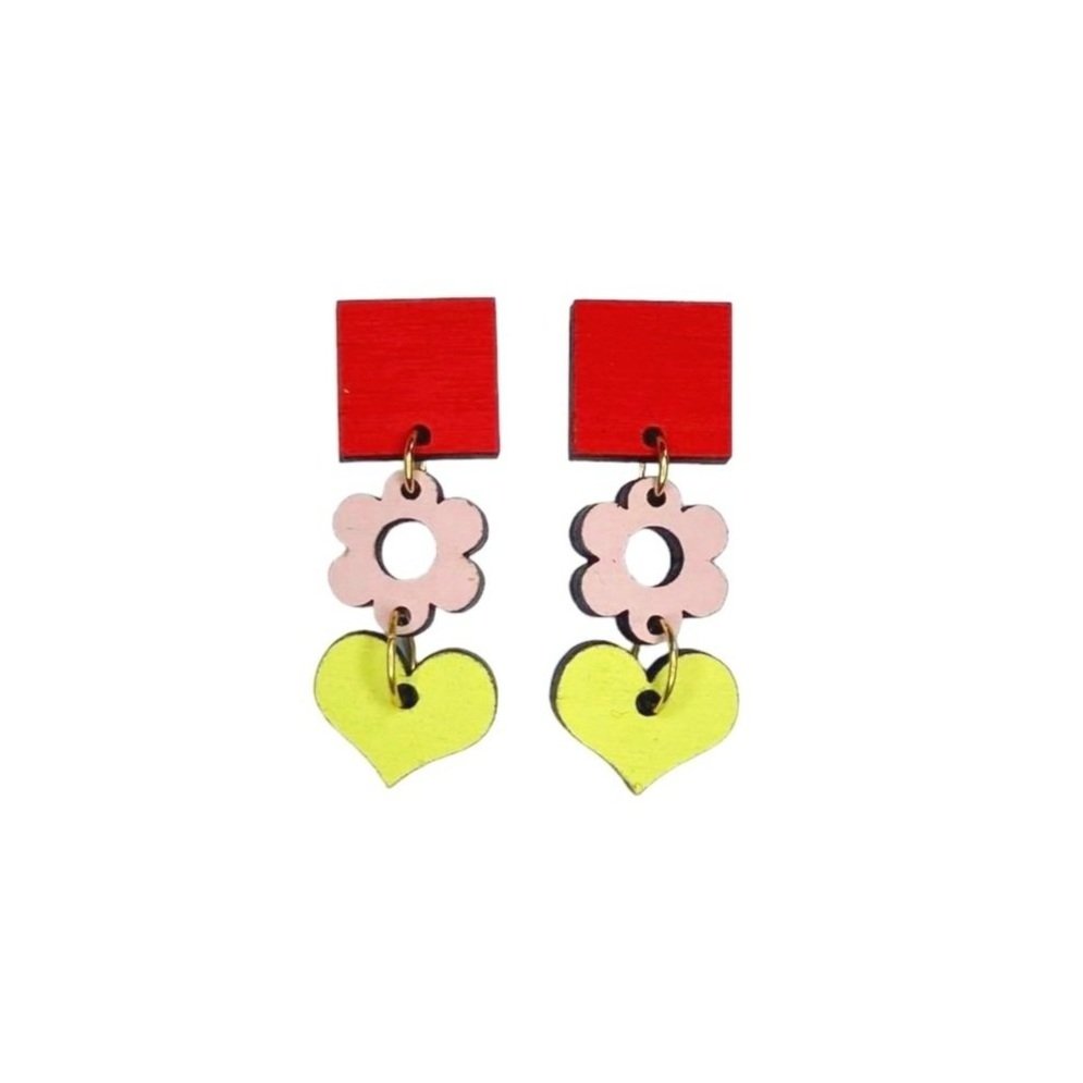 Ava earrings in red , peach and lemon
