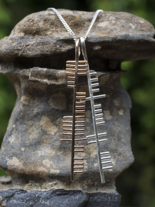 Ogham Treasure Silver /gold plated Health and Happiness pendant